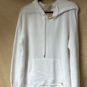 Michael Kors woven white sweater hoodie.NWT Size XL